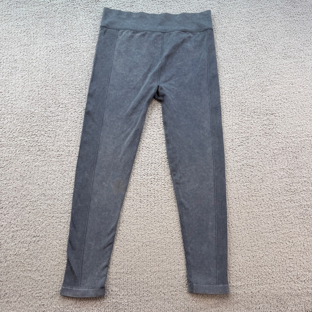 Free People Movement Women Gray Mineral Wash Ribbed Seamless Leggings ML